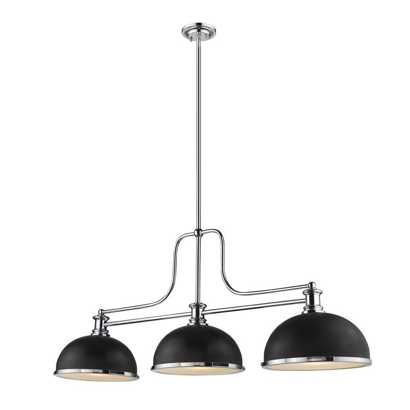 Z-Lite 725-3CH-D12MB+CH Melange Three Light Chandelier, Chrome
