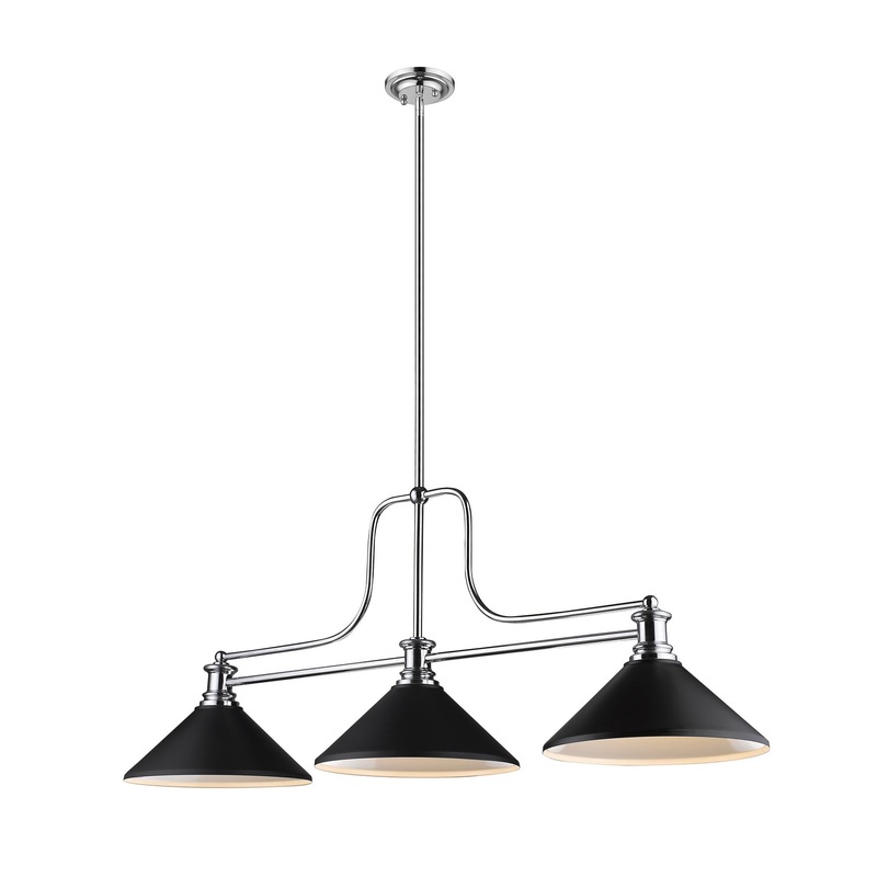 Z-Lite 725-3CH-MMB Melange Three Light Chandelier, Chrome