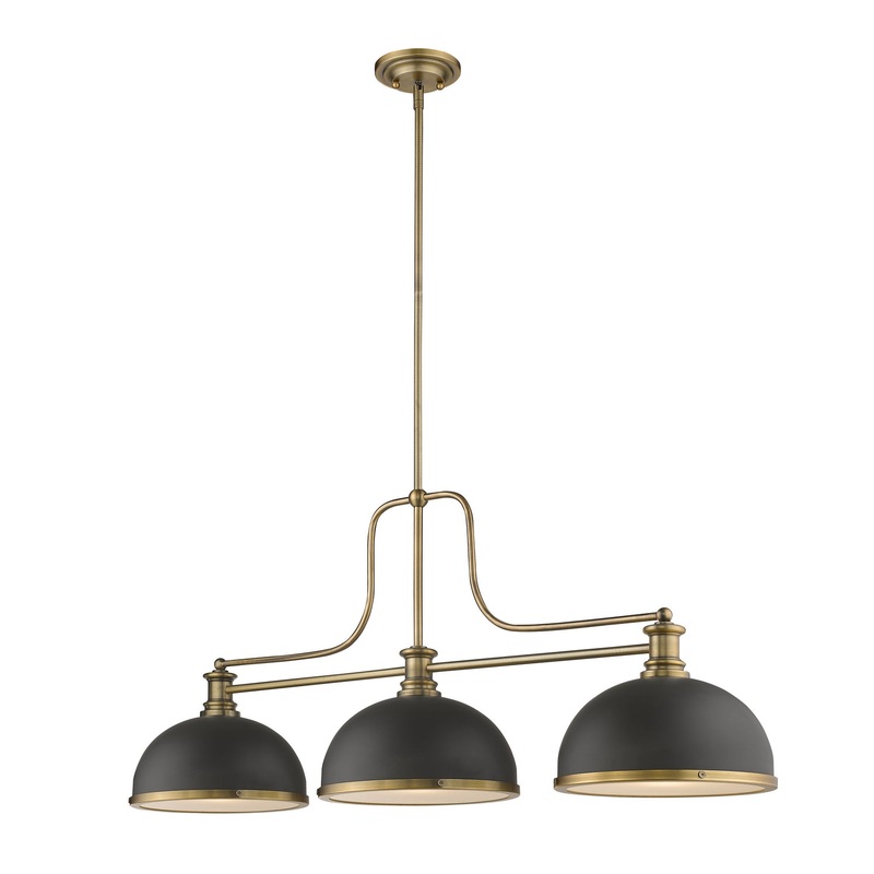 Z-Lite 725-3HBR-D12BRZ+HBR Melange Three Light Chandelier, Heritage Brass