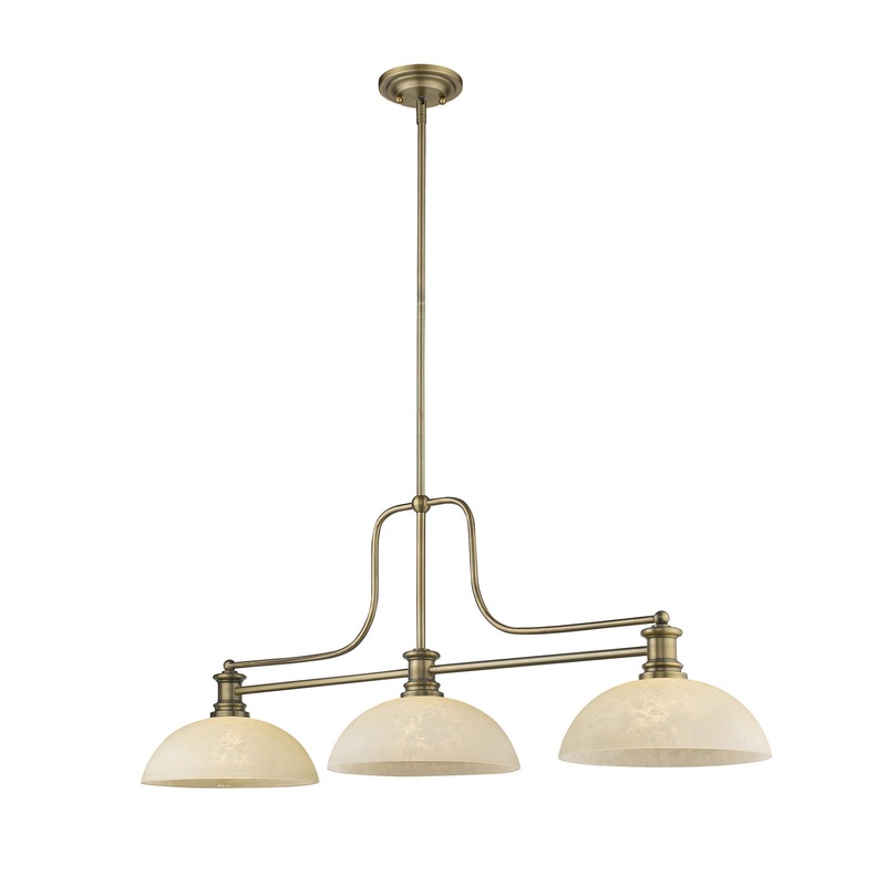 Z-Lite 725-3HBR-DGM14 Melange Three Light Chandelier, Heritage Brass