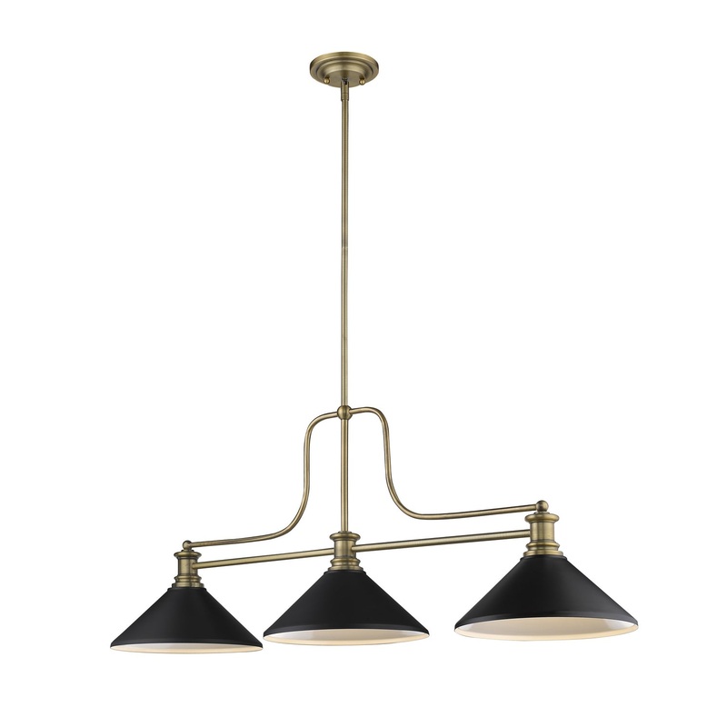Z-Lite 725-3HBR-MMB Melange Three Light Chandelier, Heritage Brass