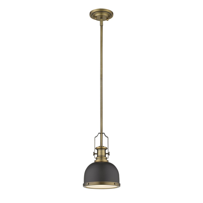 Z-Lite 725MP-BRZ+HBR Melange One Light Mini Pendant, Bronze / Heritage Brass