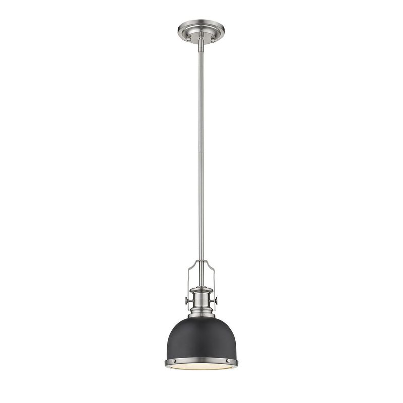Z-Lite 725MP-MB+BN Melange One Light Mini Pendant, Matte Black / Brushed Nickel