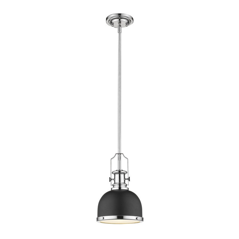 Z-Lite 725MP-MB+CH Melange One Light Mini Pendant, Matte Black / Chrome