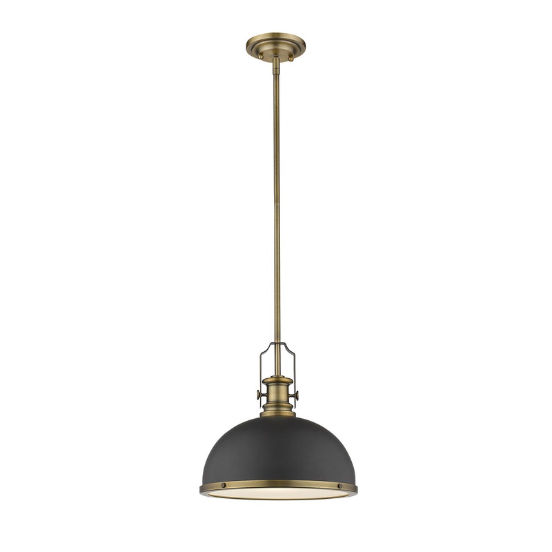 Z-Lite 725P12-BRZ+HBR Melange One Light Pendant, Bronze / Heritage Brass