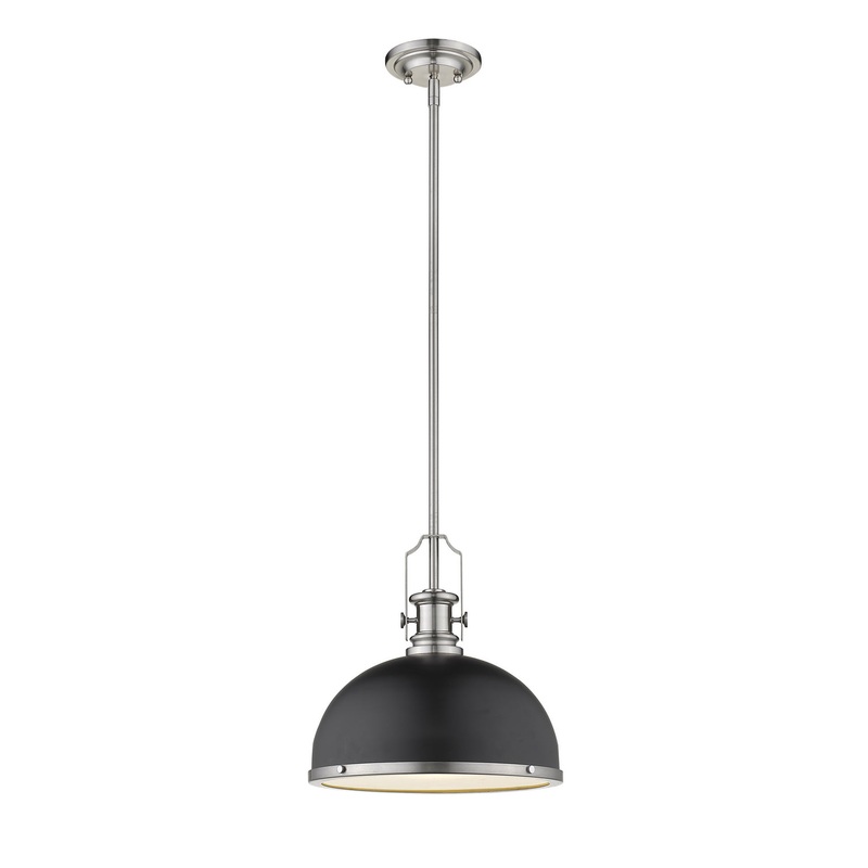 Z-Lite 725P12-MB+BN Melange One Light Pendant, Matte Black / Brushed Nickel
