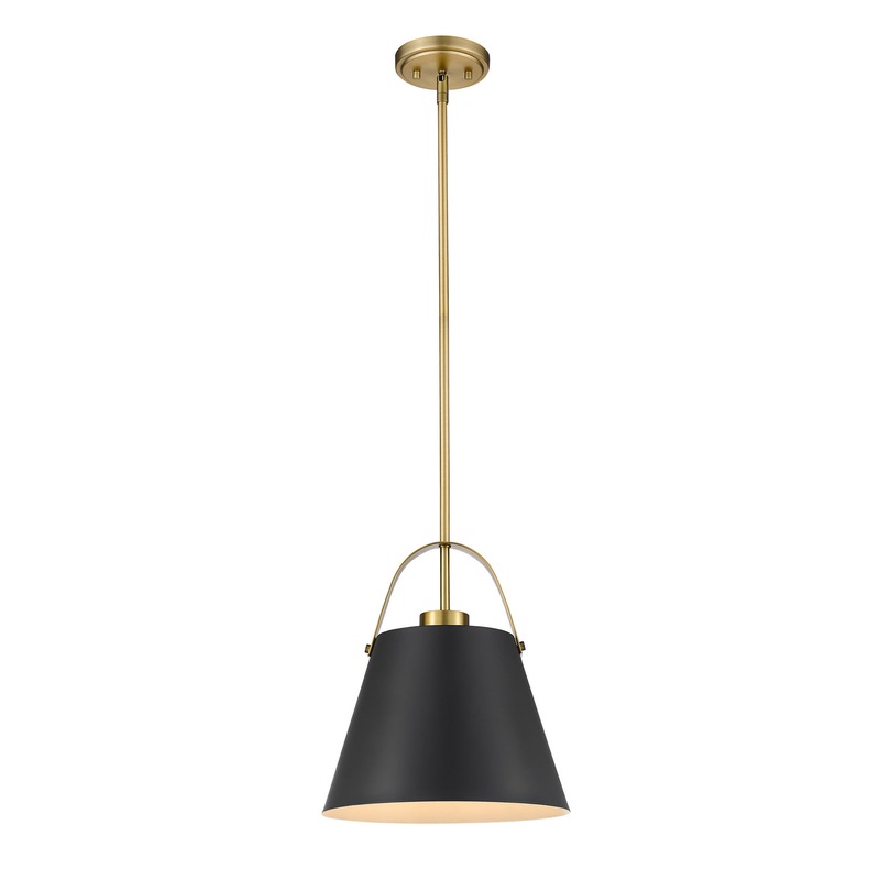 Z-Lite 726P-MB+HBR Z-Studio One Light Pendant, Matte Black / Heritage Brass