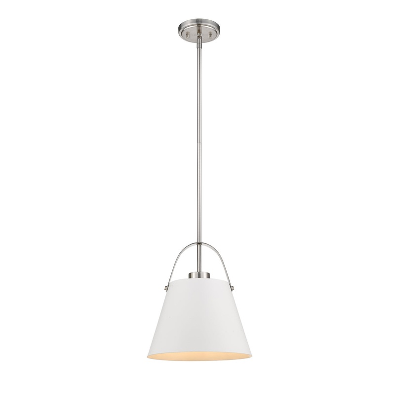 Z-Lite 726P-MW+BN Z-Studio One Light Pendant, Matte White / Brushed Nickel