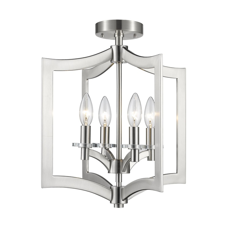 Z-Lite 6008SFC-BN Zander Four Light Semi Flush Mount, Brushed Nickel