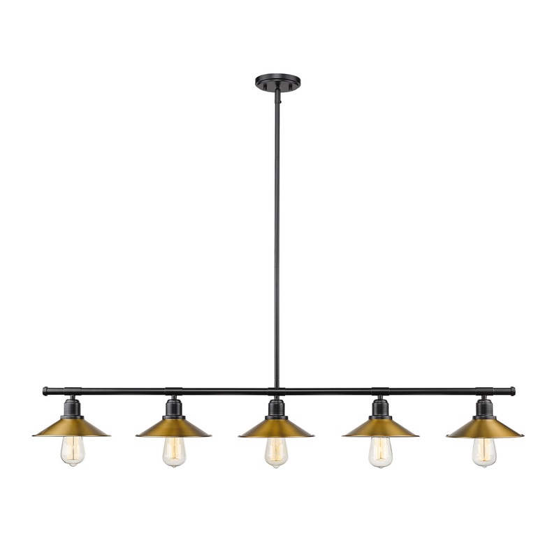Z-Lite 613-5L-MB+FB Casa Five Light Island Pendant, Matte Black