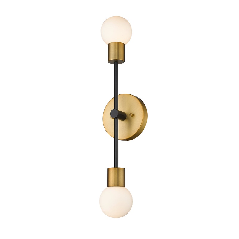 Z-Lite 621-2S-MB-FB Neutra Two Light Wall Sconce, Matte Black / Foundry Brass