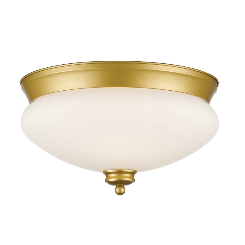 Z-Lite 721F2-SG Amon Two Light Flush Mount, Satin Gold