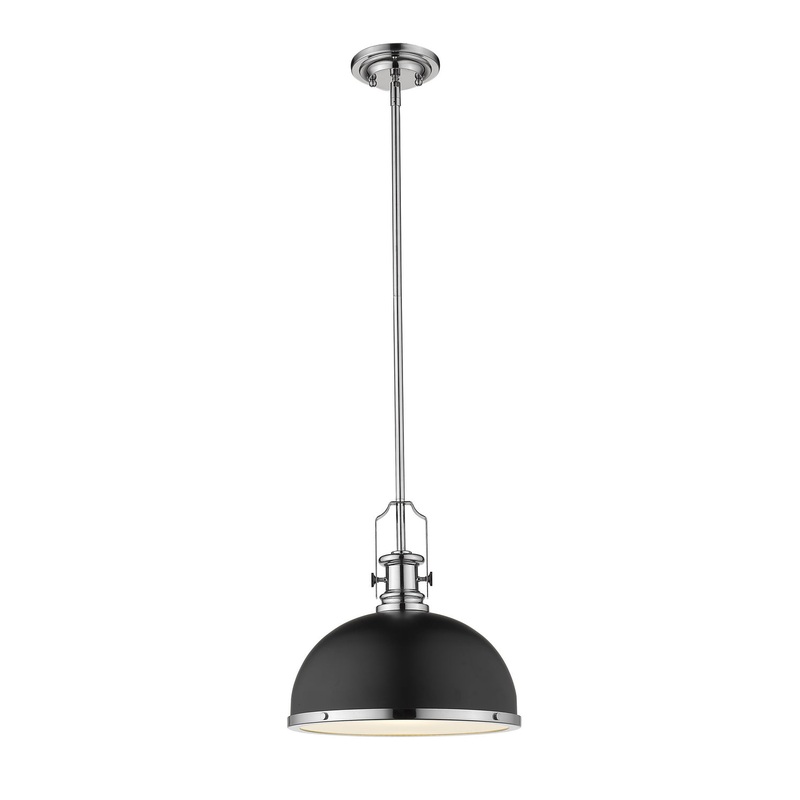 Z-Lite 725P12-MB+CH Melange One Light Pendant, Matte Black / Chrome