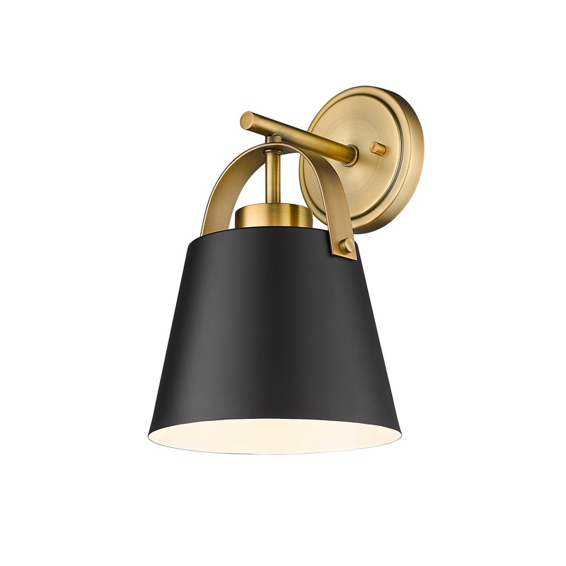 Z-Lite 726-1S-MB+HBR Z-Studio One Light Wall Sconce, Matte Black / Heritage Brass