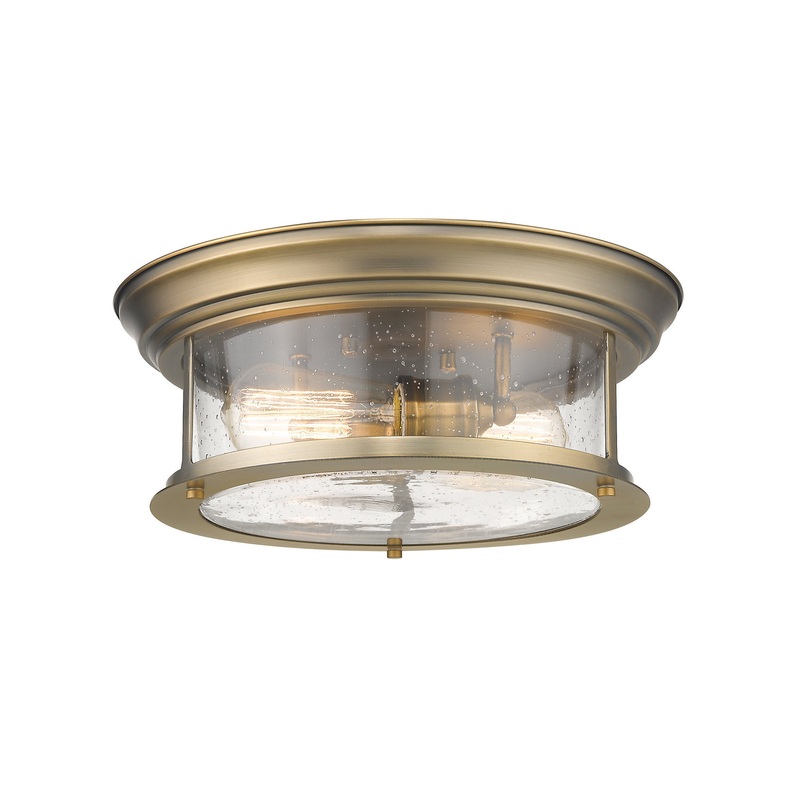 Z-Lite 727F13-HBR Sonna Two Light Flush Mount, Heritage Brass