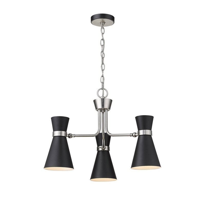 Z-Lite 728-3MB-BN Soriano Three Light Chandelier, Matte Black / Brushed Nickel