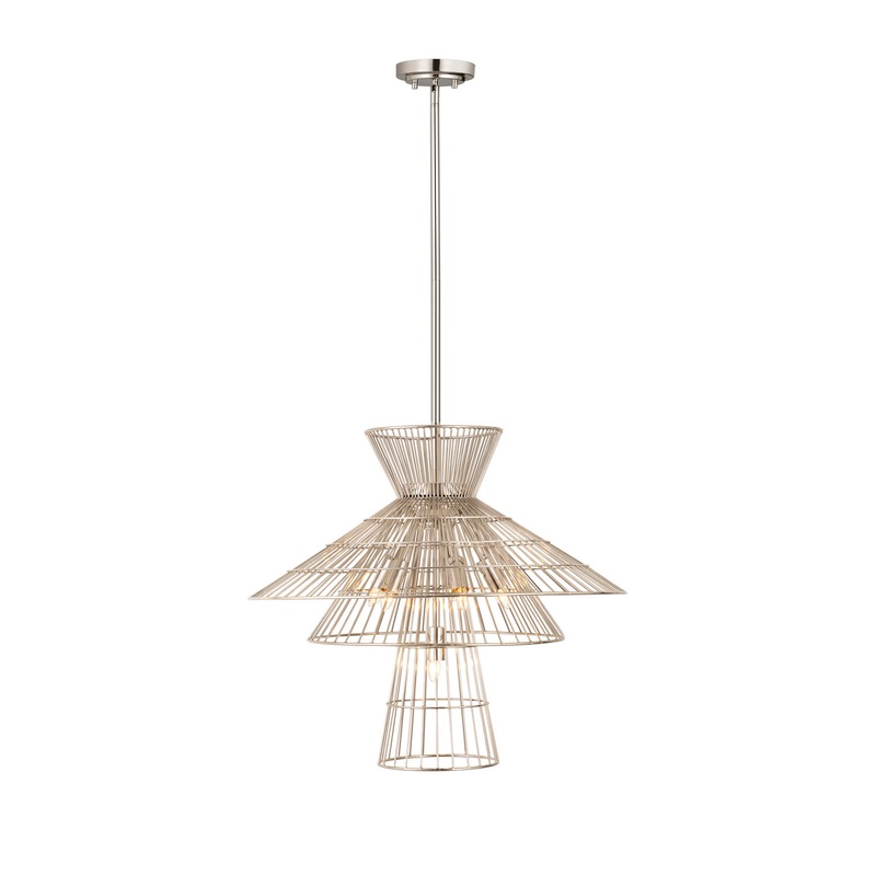 Z-Lite 6015-6PN Alito Six Light Chandelier, Polished Nickel