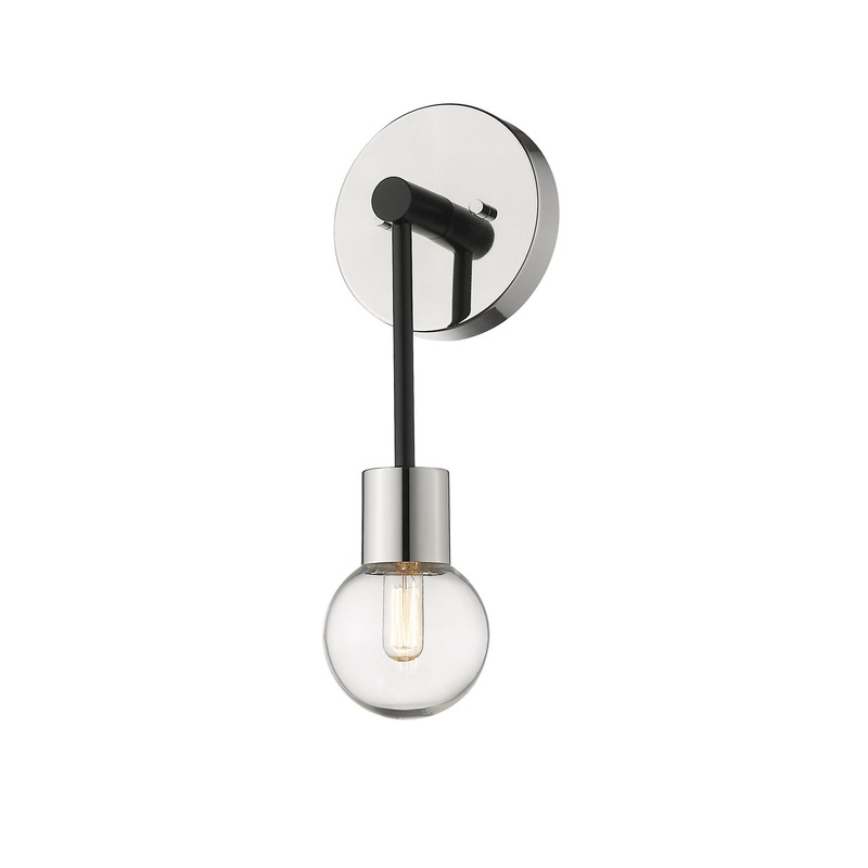 Z-Lite 621-1S-MB-PN Neutra One Light Wall Sconce, Matte Black / Polished Nickel