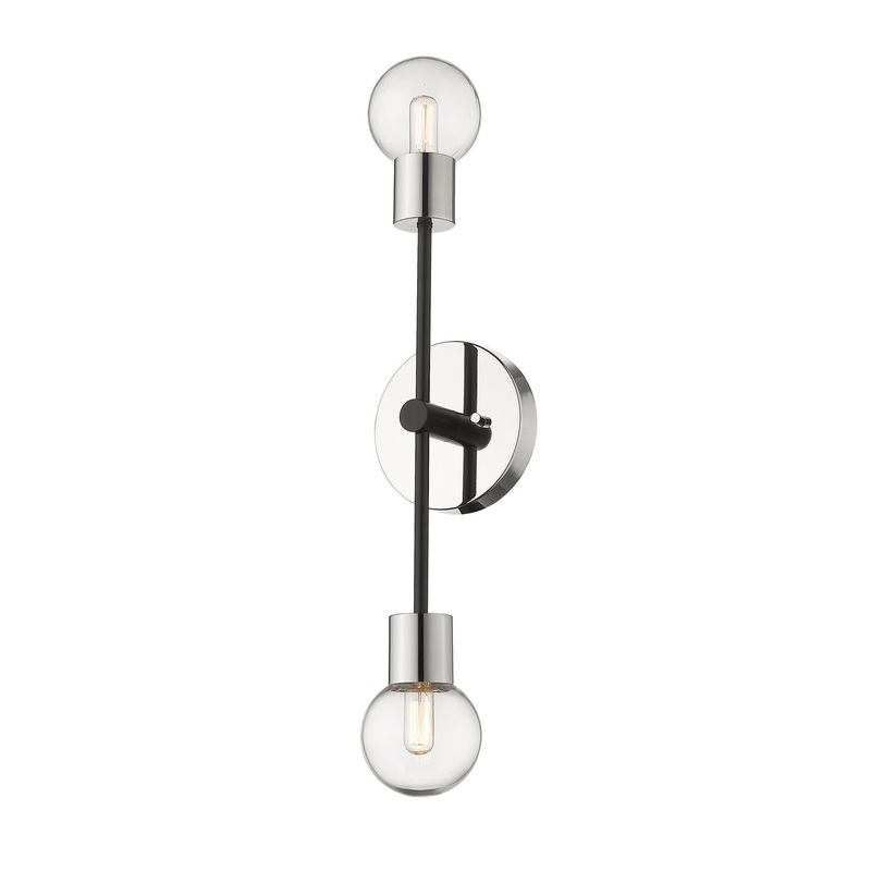 Z-Lite 621-2S-MB-PN Neutra Two Light Wall Sconce, Matte Black / Polished Nickel