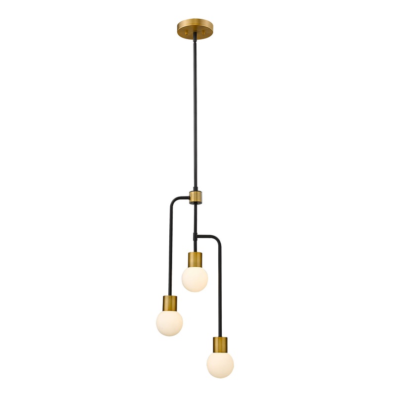 Z-Lite 621-3MB-FB Neutra Three Light Chandelier, Matte Black / Foundry Brass