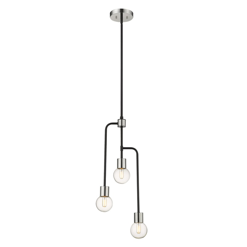 Z-Lite 621-3MB-PN Neutra Three Light Chandelier, Matte Black / Polished Nickel