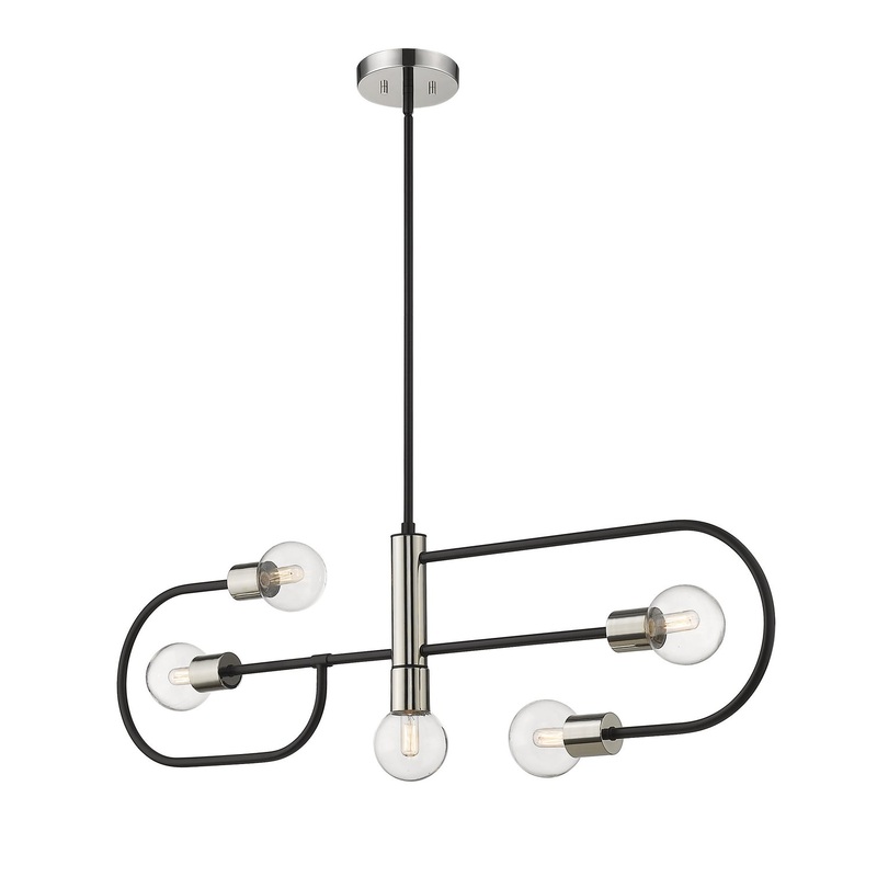 Z-Lite 621-5L-MB-PN Neutra Five Light Chandelier, Matte Black / Polished Nickel