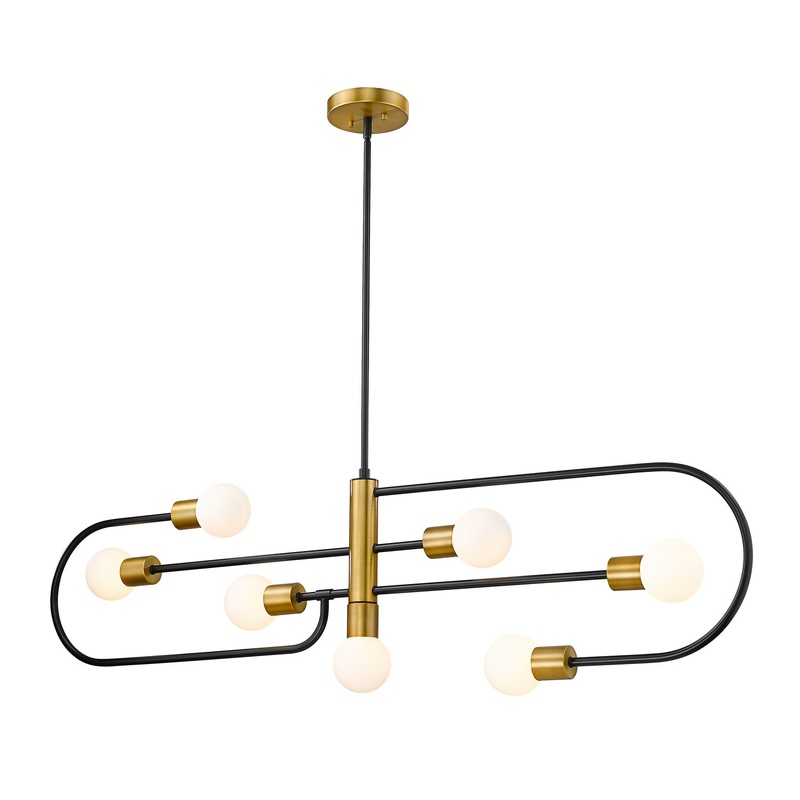 Z-Lite 621-7L-MB-FB Neutra Seven Light Chandelier, Matte Black / Foundry Brass