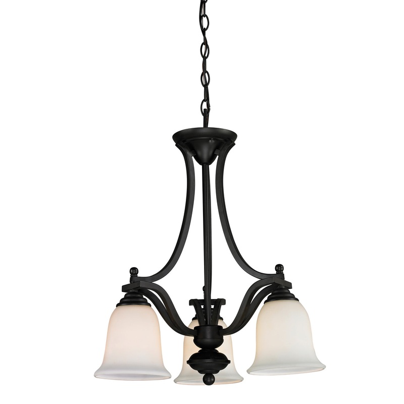 Z-Lite 703-3-MB Lagoon Three Light Chandelier, Matte Black