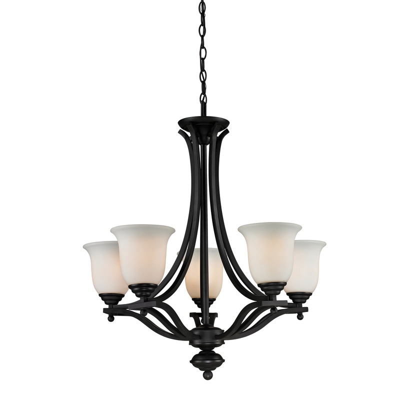 Z-Lite 703-5-MB Lagoon Five Light Chandelier, Matte Black