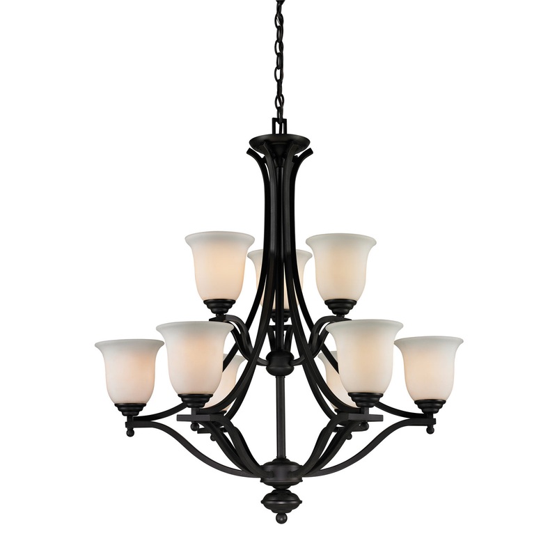 Z-Lite 703-9-MB Lagoon Nine Light Chandelier, Matte Black