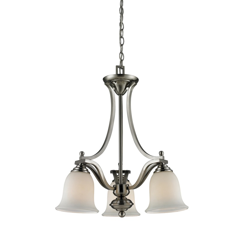 Z-Lite 704-3-BN Lagoon Three Light Chandelier, Brushed Nickel
