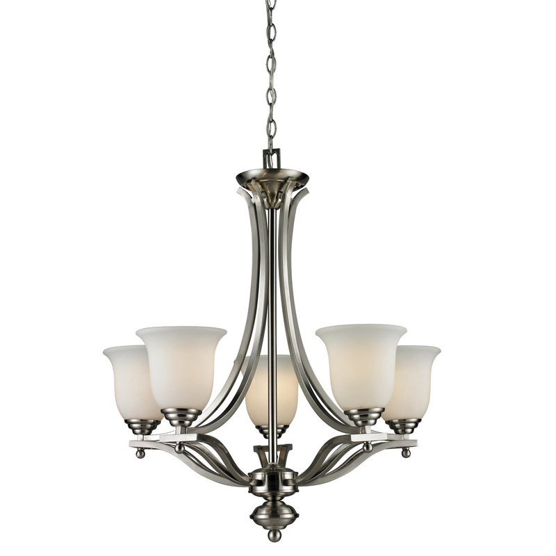 Z-Lite 704-5-BN Lagoon Five Light Chandelier, Brushed Nickel