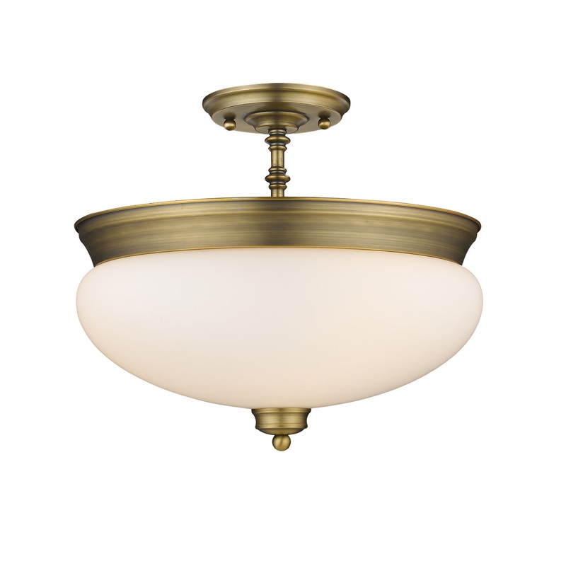Z-Lite 721SF-HBR Amon Three Light Semi Flush Mount, Heritage Brass
