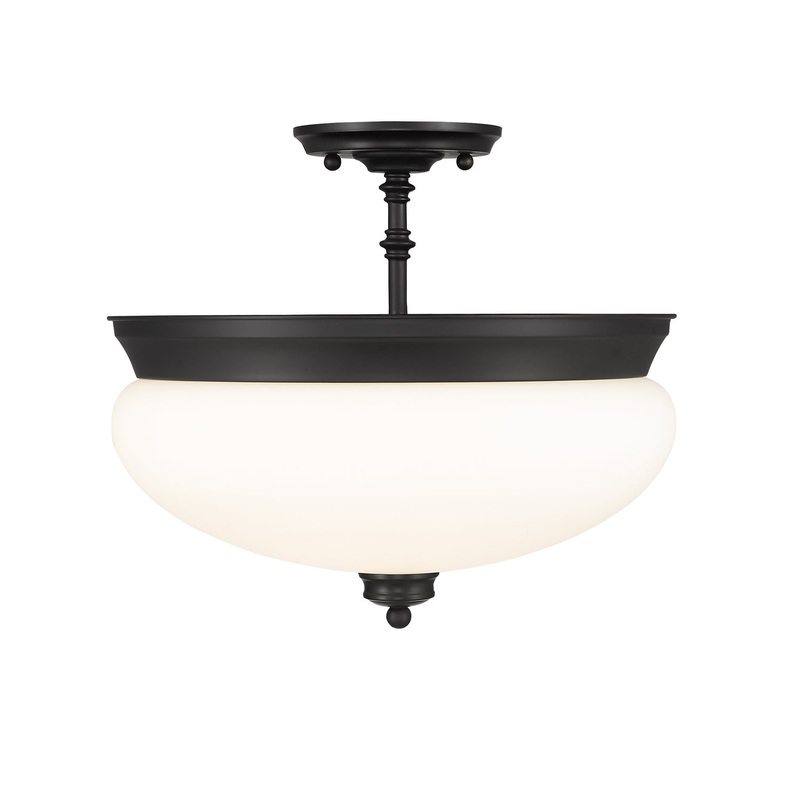 Z-Lite 721SF-MB Amon Three Light Semi Flush Mount, Matte Black