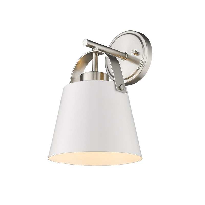 Z-Lite 726-1S-MW+BN Z-Studio One Light Wall Sconce, Matte White / Brushed Nickel