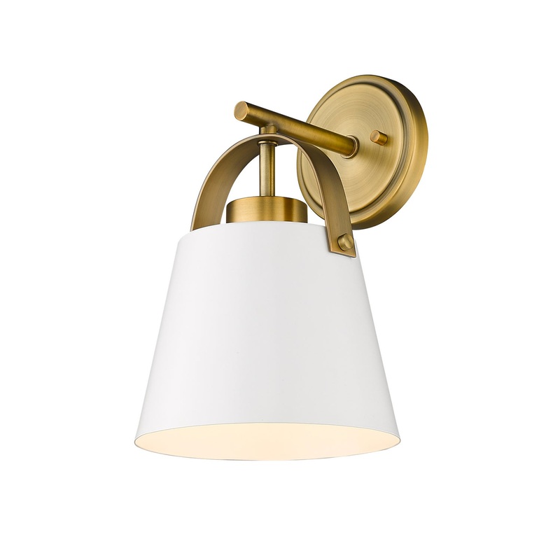 Z-Lite 726-1S-MW+HBR Z-Studio One Light Wall Sconce, Matte White / Heritage Brass