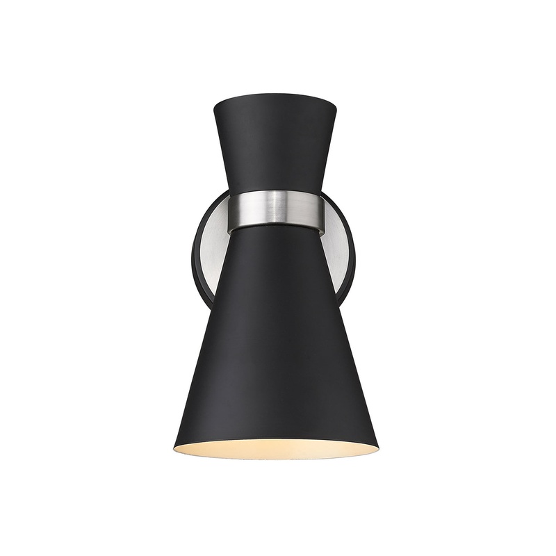 Z-Lite 728-1S-MB-BN Soriano One Light Wall Sconce, Matte Black / Brushed Nickel