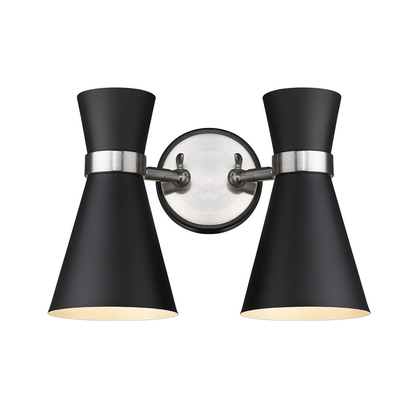 Z-Lite 728-2S-MB-BN Soriano Two Light Wall Sconce, Matte Black / Brushed Nickel