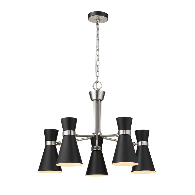 Z-Lite 728-5MB-BN Soriano Five Light Chandelier, Matte Black / Brushed Nickel