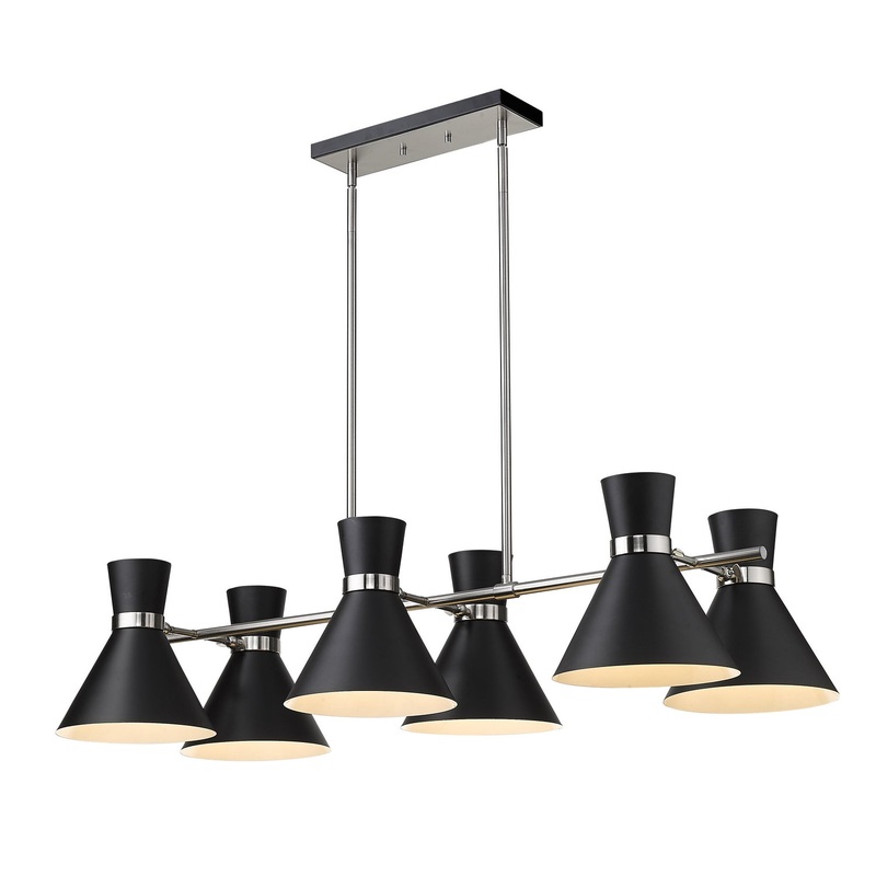 Z-Lite 728-6L-MB-BN Soriano Six Light Chandelier, Matte Black / Brushed Nickel