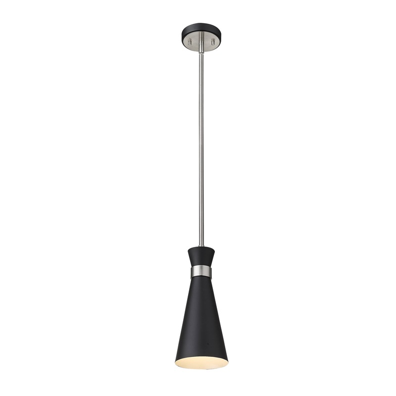Z-Lite 728MP-MB-BN Soriano One Light Mini Pendant, Matte Black / Brushed Nickel