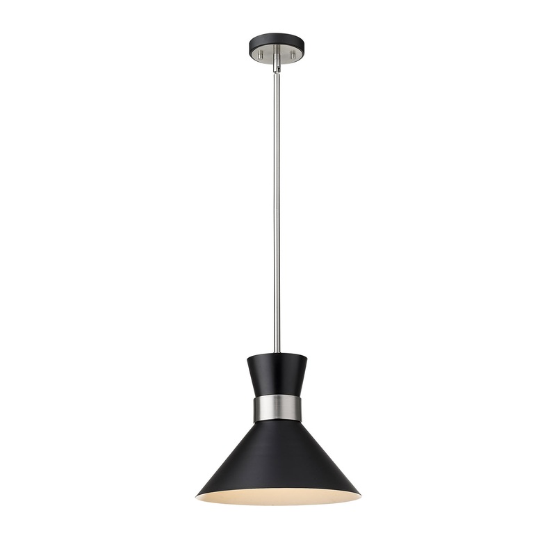Z-Lite 728P13-MB-BN Soriano One Light Pendant, Matte Black / Brushed Nickel
