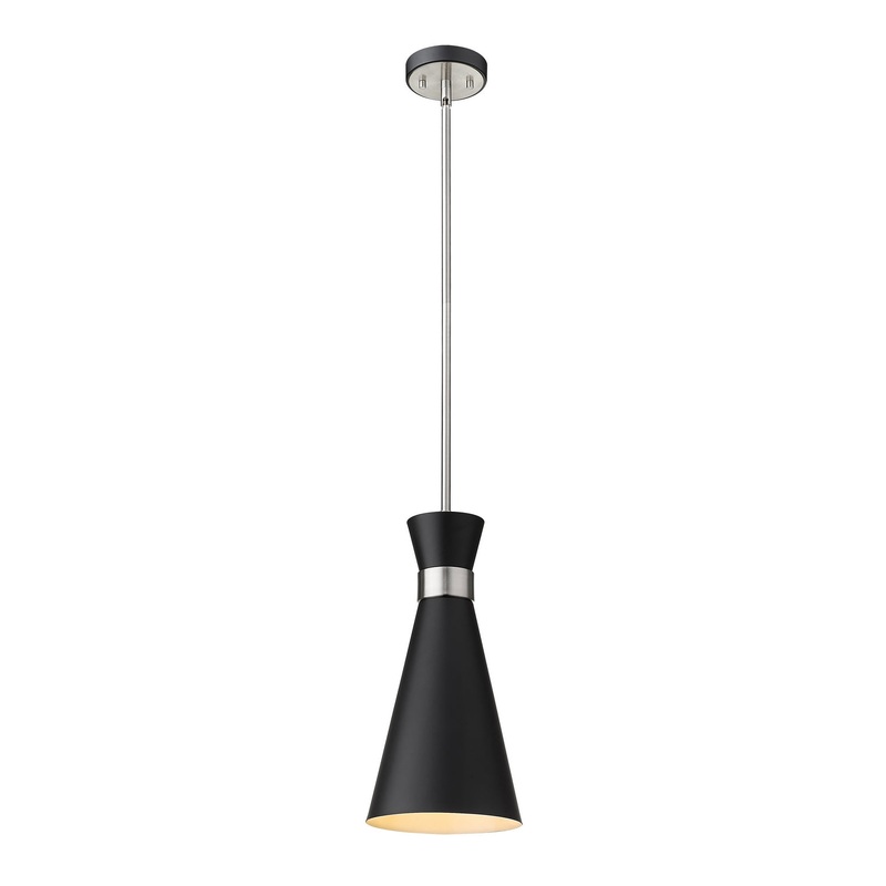 Z-Lite 728P8-MB-BN Soriano One Light Pendant, Matte Black / Brushed Nickel
