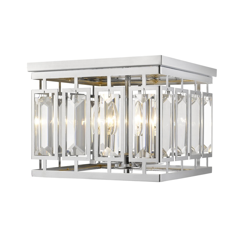 Z-Lite 6006F-CH Mersesse Four Light Flush Mount, Chrome