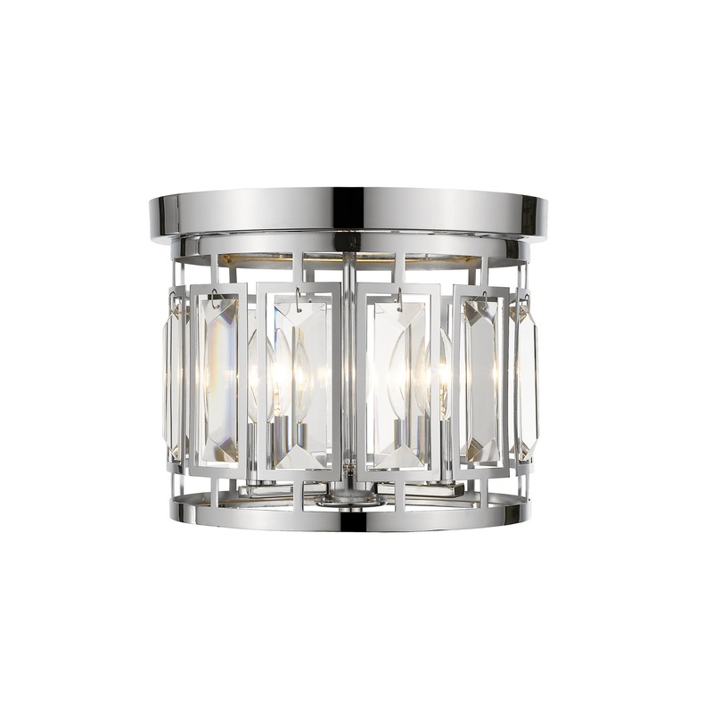 Z-Lite 6007F-CH Mersesse Three Light Flush Mount, Chrome