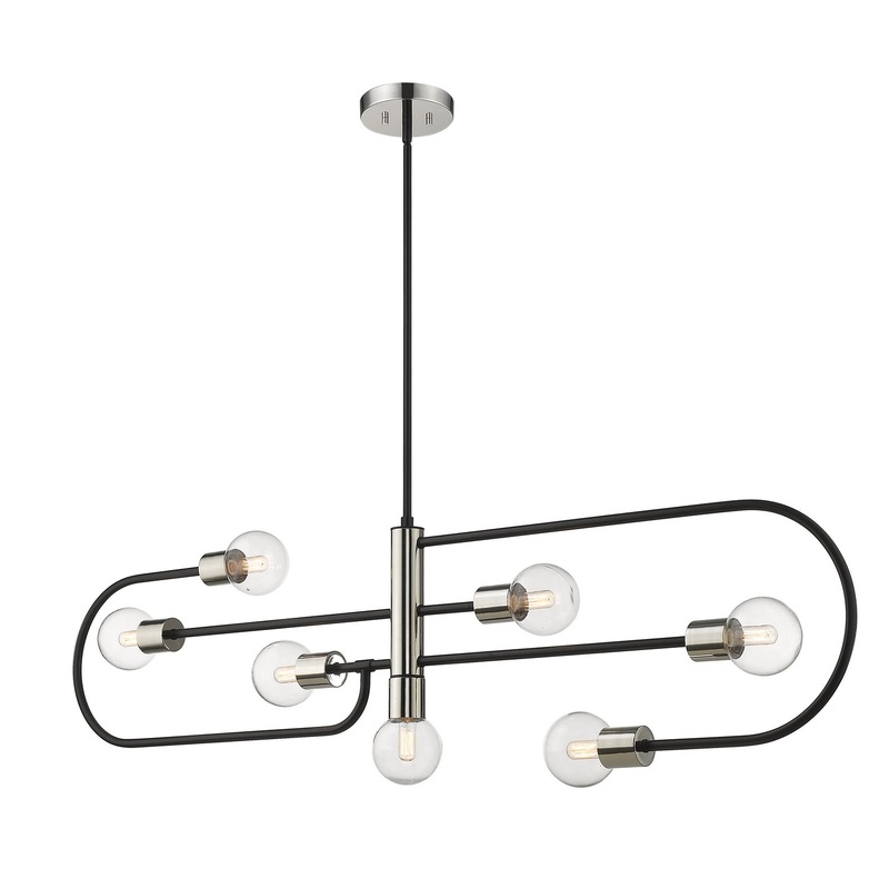 Z-Lite 621-7L-MB-PN Neutra Seven Light Chandelier, Matte Black / Polished Nickel