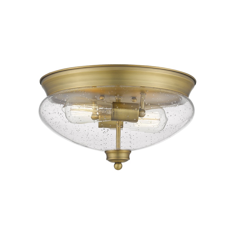 Z-Lite 722F2-HBR Amon Two Light Flush Mount, Heritage Brass