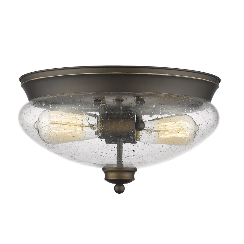 Z-Lite 722F2-OB Amon Two Light Flush Mount, Olde Bronze