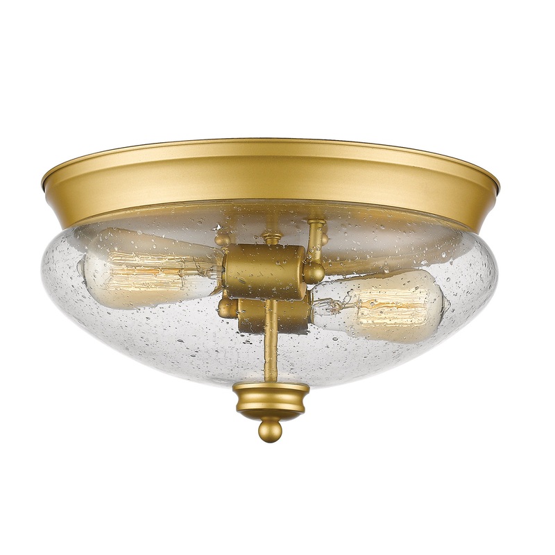 Z-Lite 722F2-SG Amon Two Light Flush Mount, Satin Gold