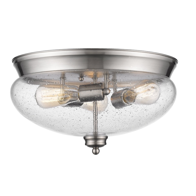 Z-Lite 722F3-BN Amon Three Light Flush Mount, Brushed Nickel